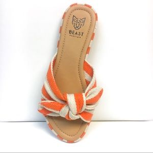 NWT Striped Bow Retro Sandal Mule Sip Ons Orange